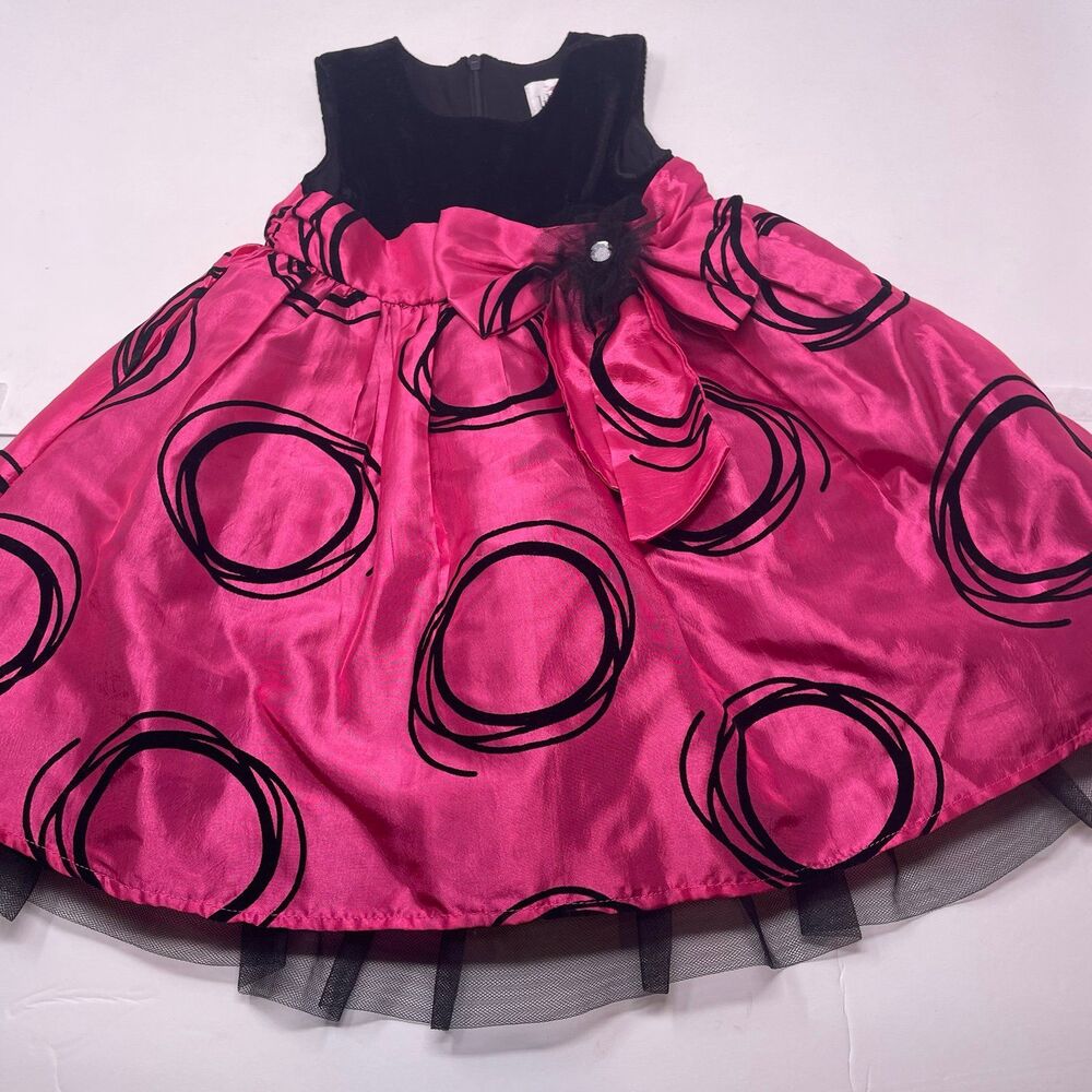 Lilybird Girls 2T Pink Black Velvet Tulle Party Dress
